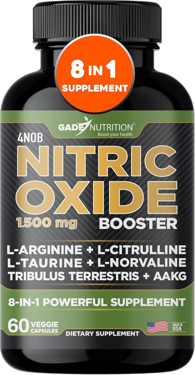 Gade Nutrition Nitric Oxide Supplement - L Arginine Capsules ??Helps to Improve Energy, Endurance & Performance - Pre Workout - Muscle Builder - with All Essential Amino Acid and Maca Root
