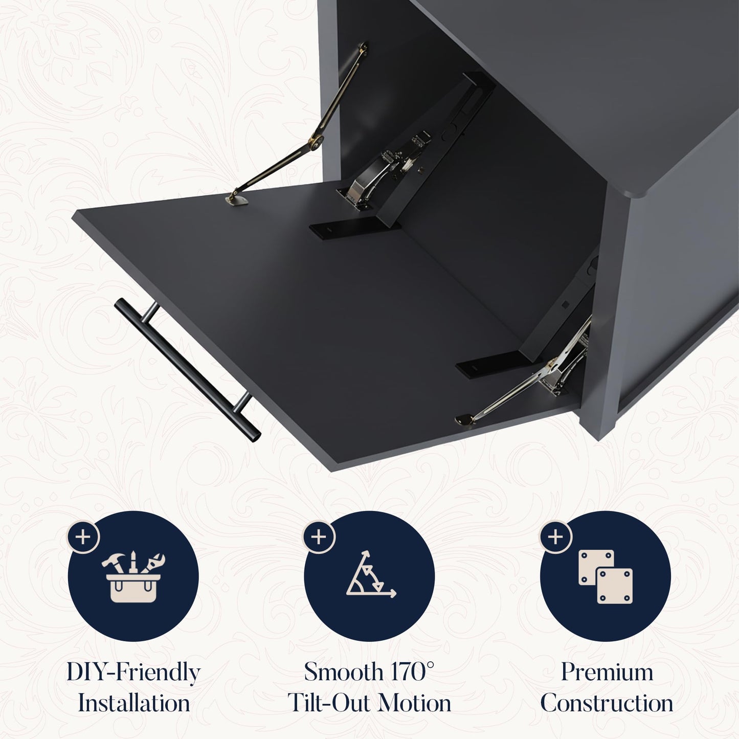 BELVOIR HOME Tilt-Out Trash Can Cabinet or Tilt-Out Laundry Hamper Cabinet Conversion Kit – Hidden Storage for Kitchen Garbage Up to 50 Pound Bin, Easy DIY Install, Universal Width Fit