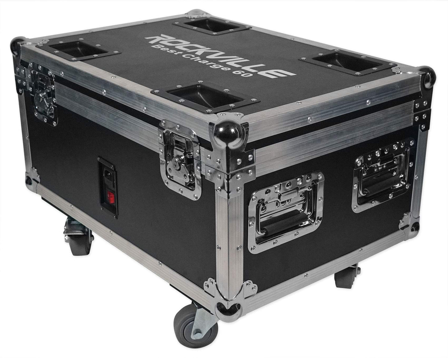 Rockville Best Pack 60 (6) Black 54W Battery Wash Lights, RGBWA+UV, Wireless DMX, Charging Case, Long-Life Battery, LCD Display, for DJs and Events