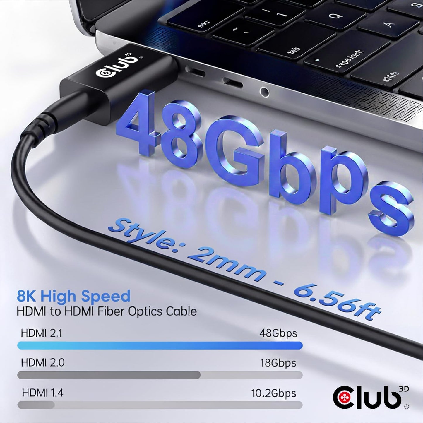 Club3D CAC-1372 2.1 4K 120Hz 8K 60Hz 2m 6.56ft Ultra High Speed HDMI Certified Cable M/M