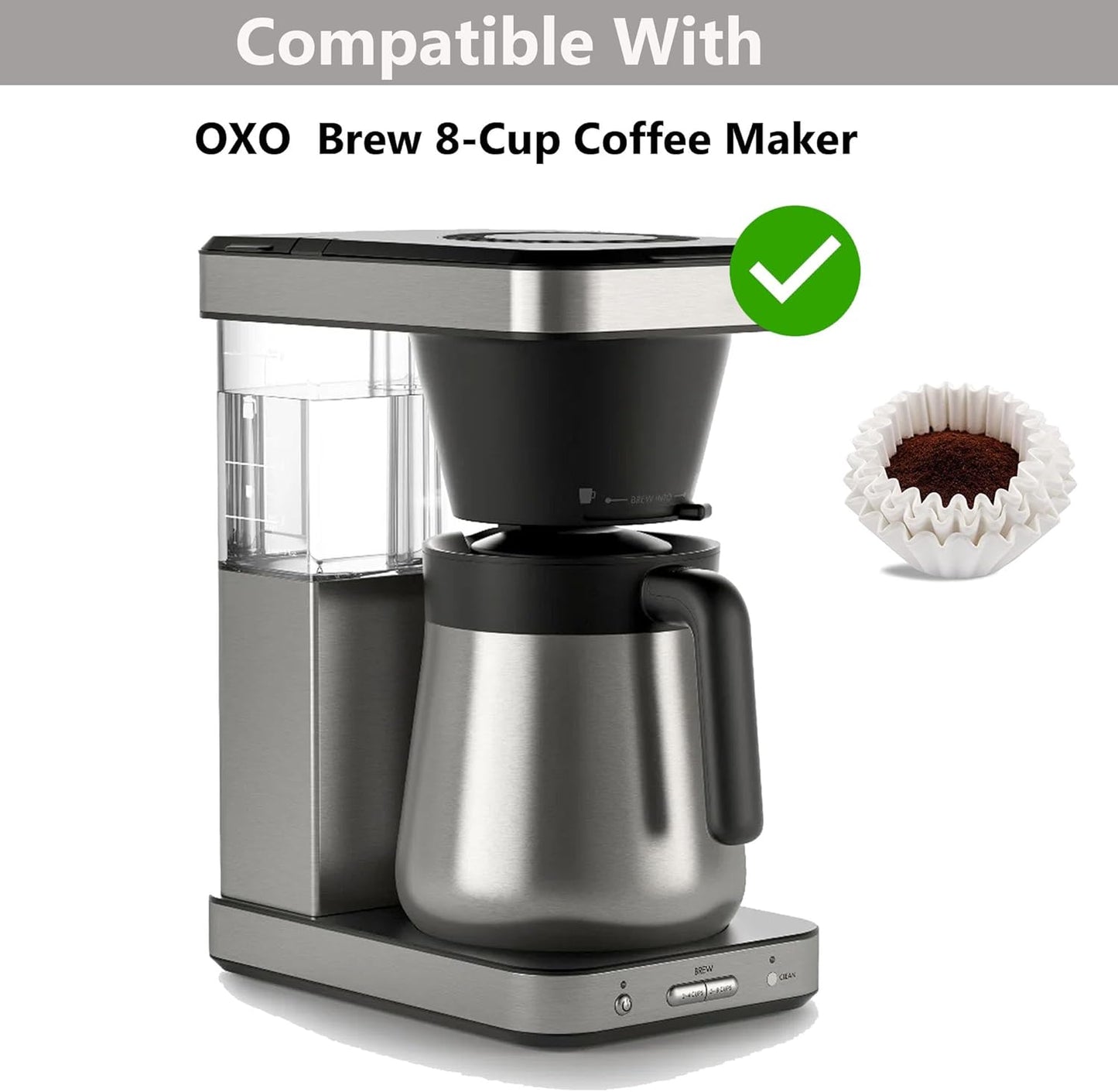 OXO Brew Coffee Filters - 100 Count Paper Filters for 8-Cup Coffee Maker | Compatible with Single-Serve Basket