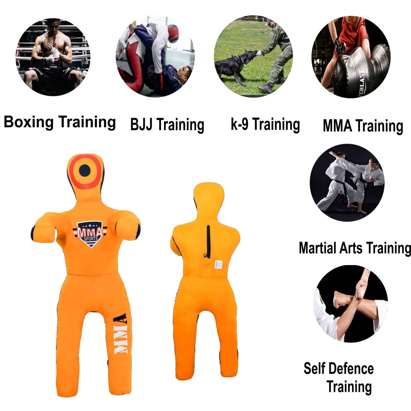 MMA Sports Brazilian Jiu Jitsu Judo Karate Throwing Boxing Dummy - 36-41 Inch Orange Grappling Dummy for Kids
