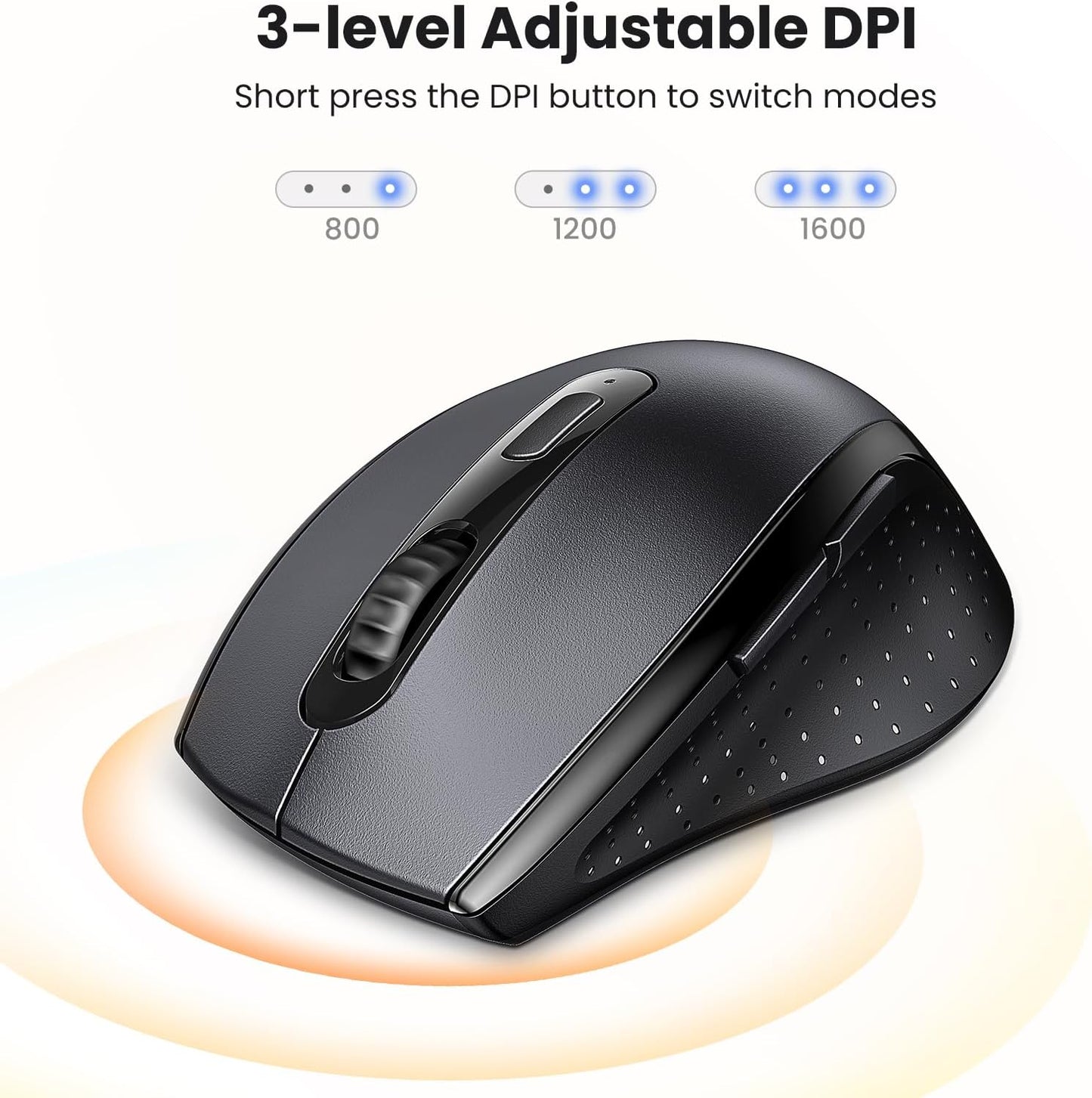 UGREEN 2.4GHz 1600 Wireless Mouse Ergonomic DPI USB Receiver Compatible with Windows Mac Linux Chromebook Laptop PC