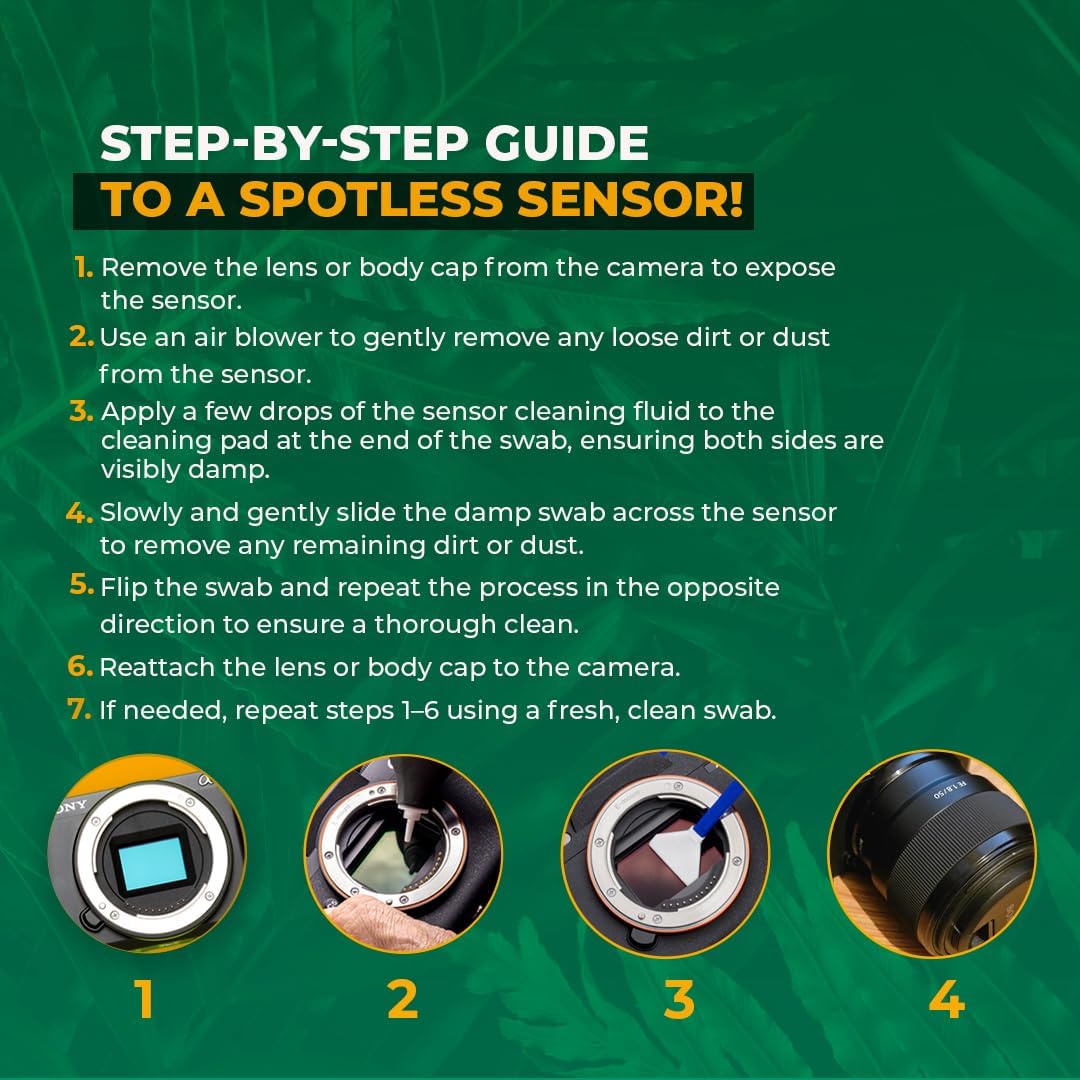 Reflex Camera 6Pk) Professional Sensor Cleaning Kit, Alcohol-Free Solution Safe, Residue-Free for Sony, Canon, Nikon