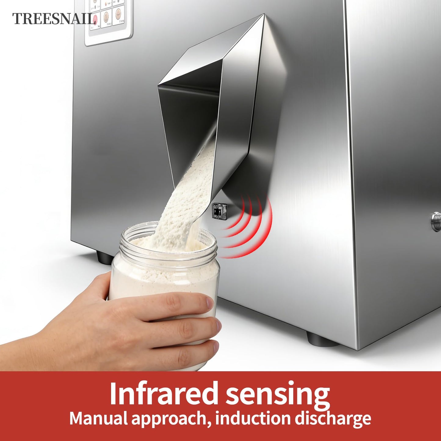 TREESNAIL 2-200g (0.0044-0.44lbs) Powder Filling Machine, Automatic Intelligent Particle Weighing & Dispensing Filler for Tea, Coffee, Flour, Spices, Granules, 8-16 Packs/Min, 110V