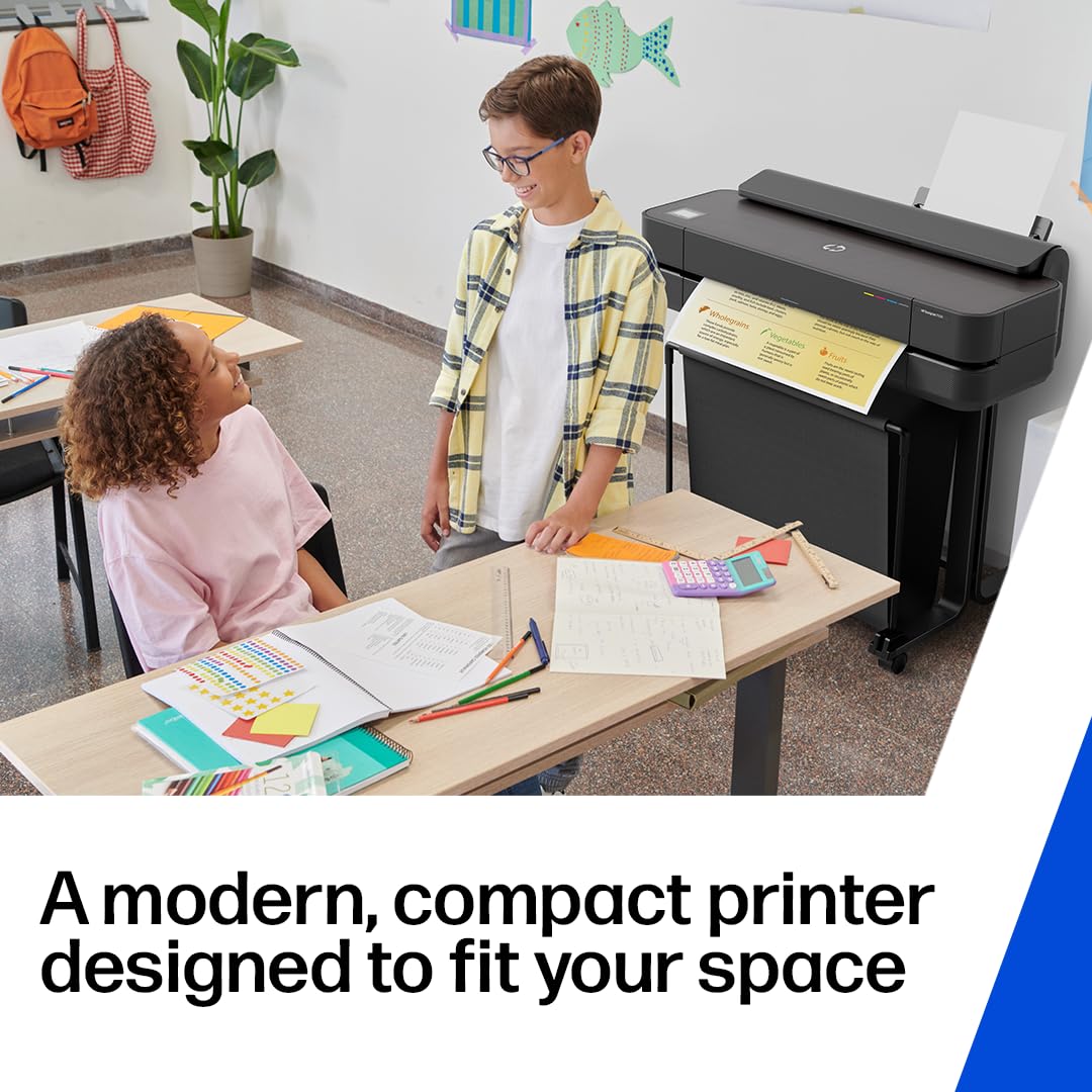 HP DesignJet T210 Large Format 24-Inch Plotter Printer for Easy CAD & Poster Prints (8AG32T), Includes 2-Year Warranty & Support