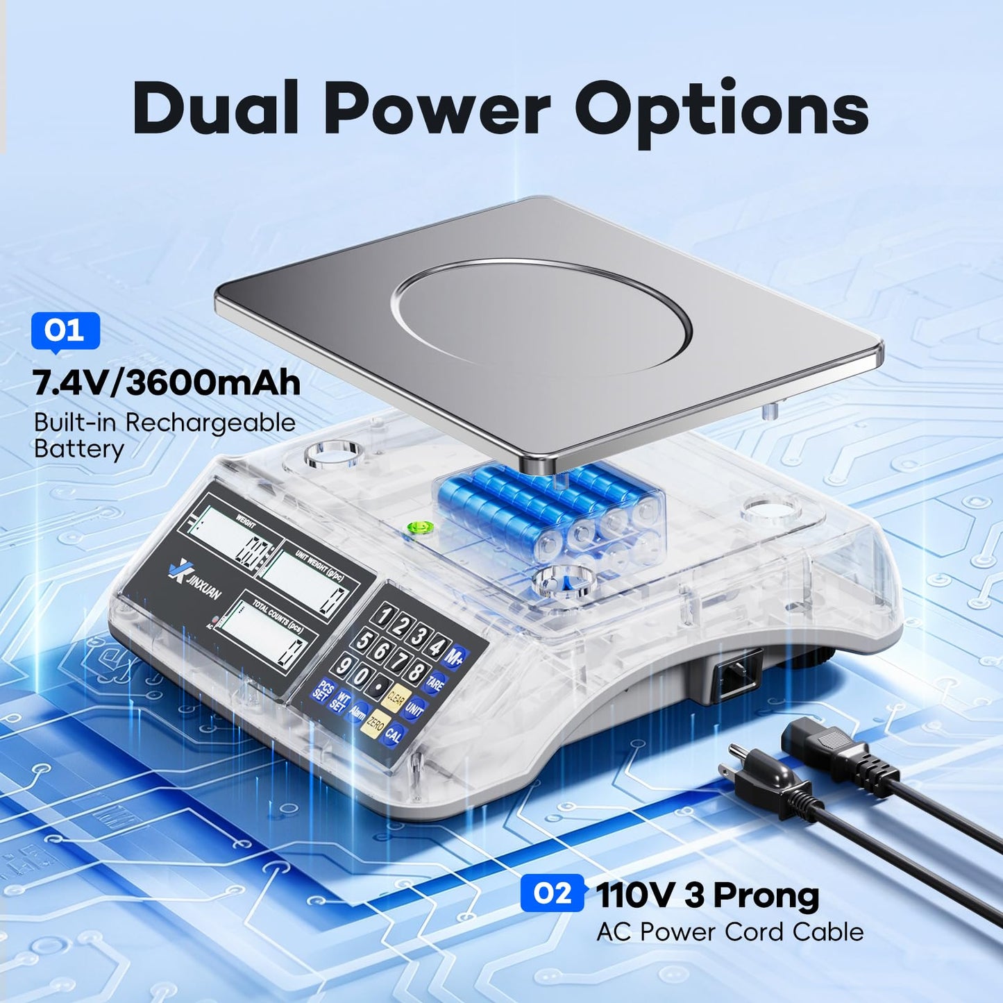 JINXUAN Counting Scale 88lb/40kg x 0.5g Industrial Scale lb/oz/g/kg Digital Parts Scale with Dual LCD Display, Rechargeable Inventory Scale for Small Parts Coins Pieces Tickets, Precision Gram Scale