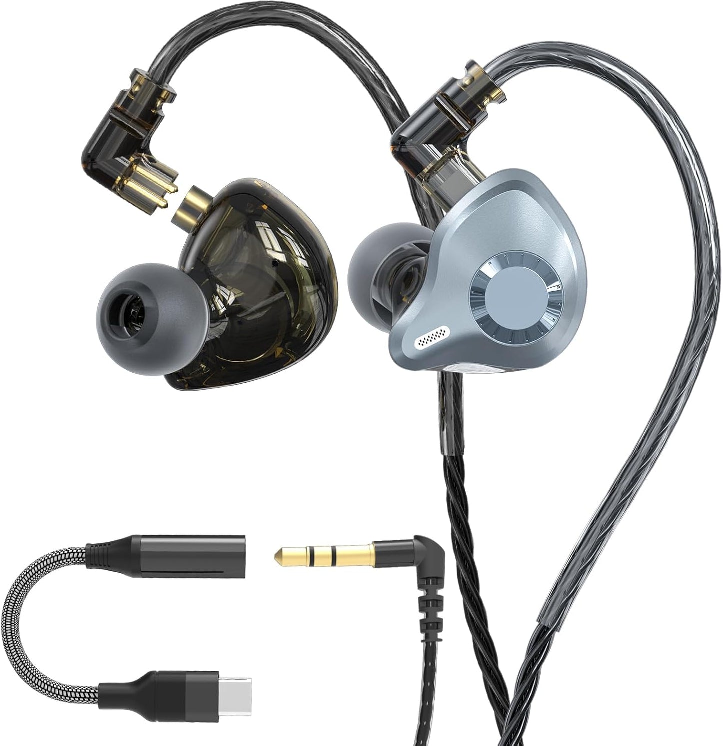 3.5mm 2 Singer/Musicians/Drummers in Ear Monitor Headphones, HiFi IEM Wired Earbuds, Deep Bass Sound Isolating