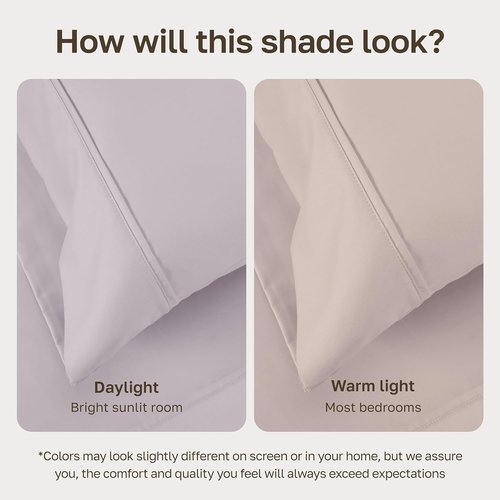 California Design Den King Size Cotton Sheet Set - 100% Soft Cotton, 400 Thread Count, Deep Pockets | Dusky Lavender Grey