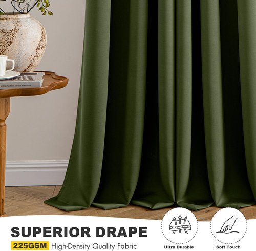 MIULEE Olive Green Blackout Curtains - Thermal Insulated Room Darkening Drapes | 84 Inches Long, 2 Panels