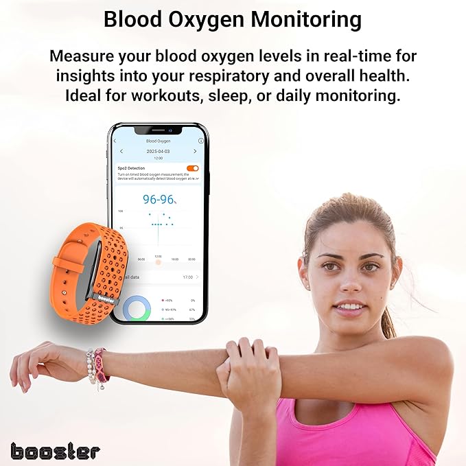Booster Smart Bracelet, Wearable Activity & Fitness Tracker Band, 24H Sleep Tracker, All-Day Continuous Heart Rate Blood Pressure Stress HRV Monitor, 120+ Sport Modes Smart Wristband, Textile Navy