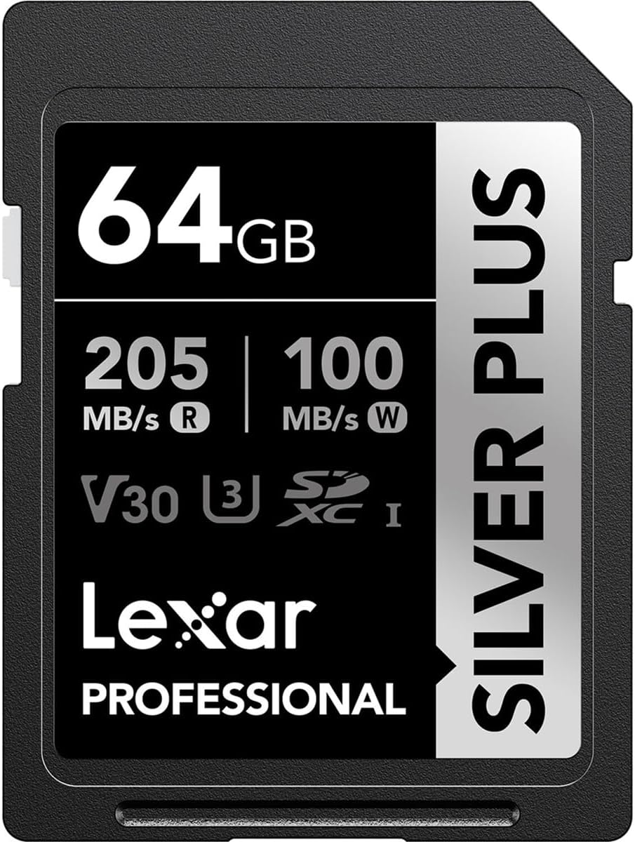 Lexar 64GB Professional Silver Plus SDXC UHS-I Card Memory Card