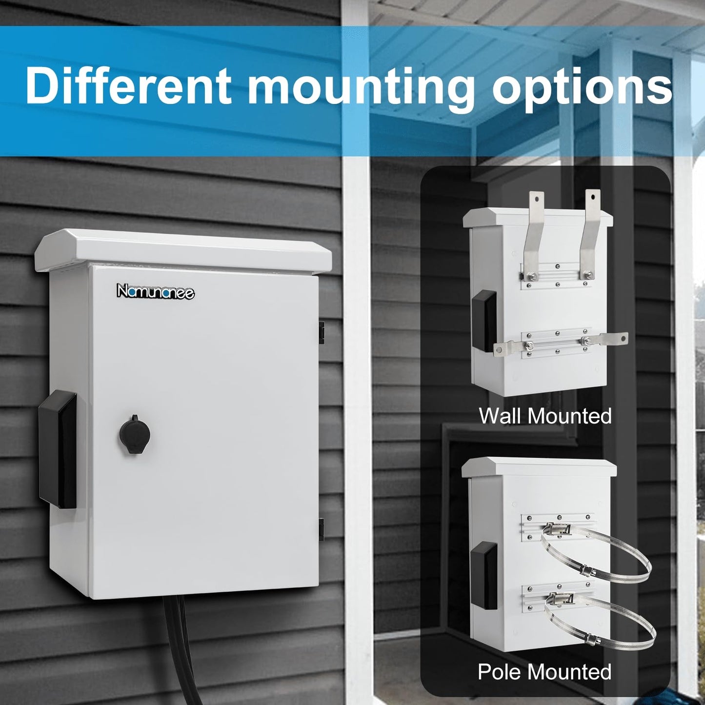 Outdoor Electrical Box with Thermostat and Fan, Cold-Rolled Steel Plate, Aluminum Alloy Back Beam, One-Piece Ventilation Design, IP65 Waterproof, Wall/Pole Mounted. (17.8" x 14" x 7.9")