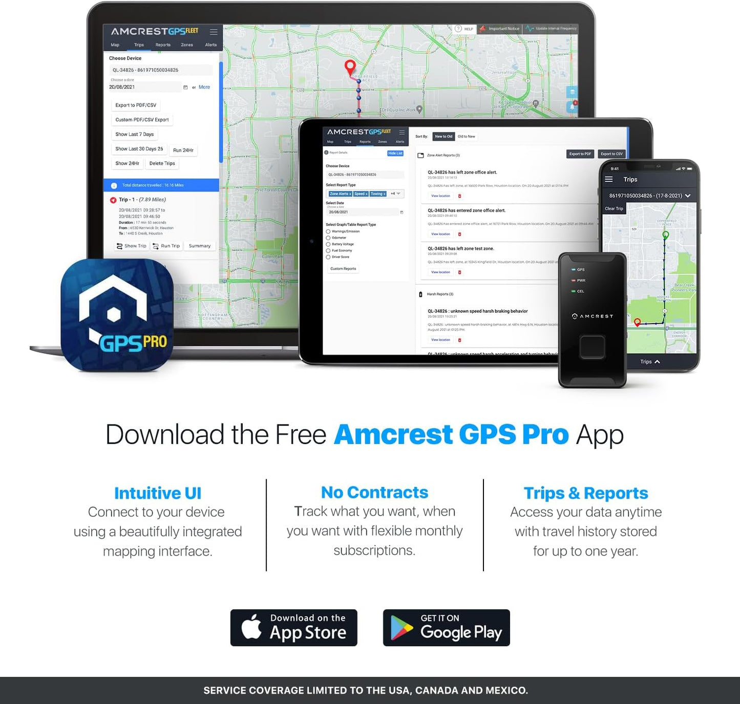 Amcrest GL300 (4G Assets, GPS GPS Tracker for Vehicles LTE) - Portable Mini Hidden Real-Time GPS Tracking Device