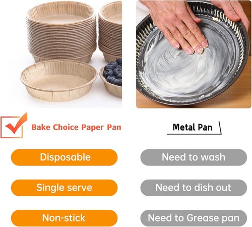 Bake Choice Mini Tart Pans - 50pcs Non-Stick 4-Inch Disposable Baking Tins | Oven & Microwave Safe