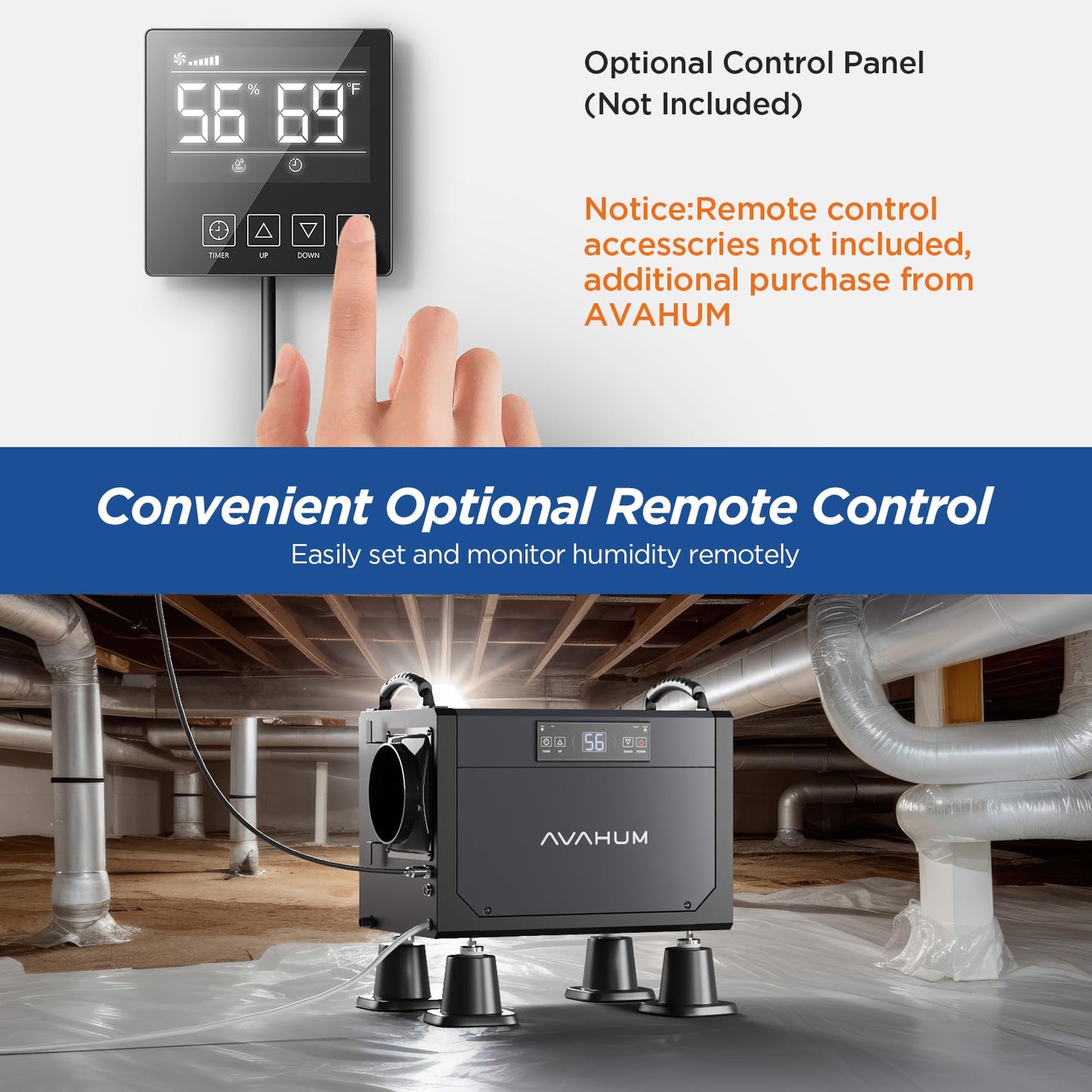 120 Pint Crawl Space Dehumidifier Commercial Dehumidifier for Basement,Ducted Whole House Dehumidifiers with Drain Hose,for Attic, Garage, Home, Industrial, Water Damage,24H Timer,Auto Defrost