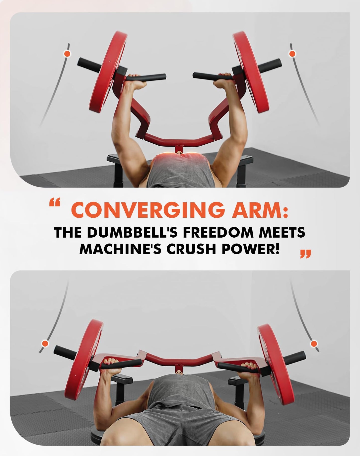 GMWD Chest Press Machine, 1200LBS Bench Press Machine with Independent Converging Arms, Adjustable Flat Incline Bench for Chest, AB Workouts, Shoulder Home Gym Equipment, Red, V1