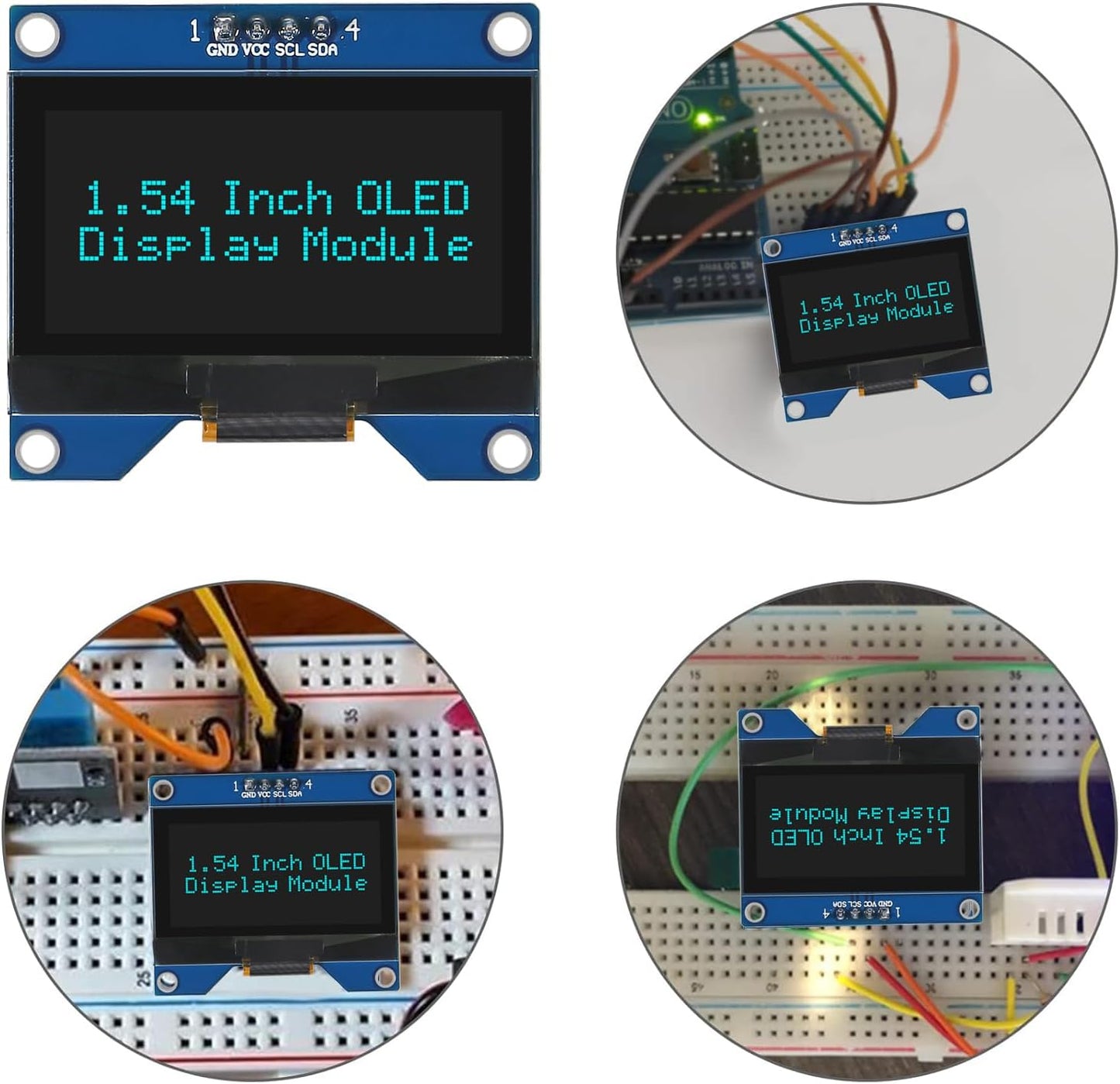 Coliao 1.54 Inch 12864 128x64 SSD1309 I2C 4 OLED Module Driver IIC Serial Interface Self-Luminous Display Board
