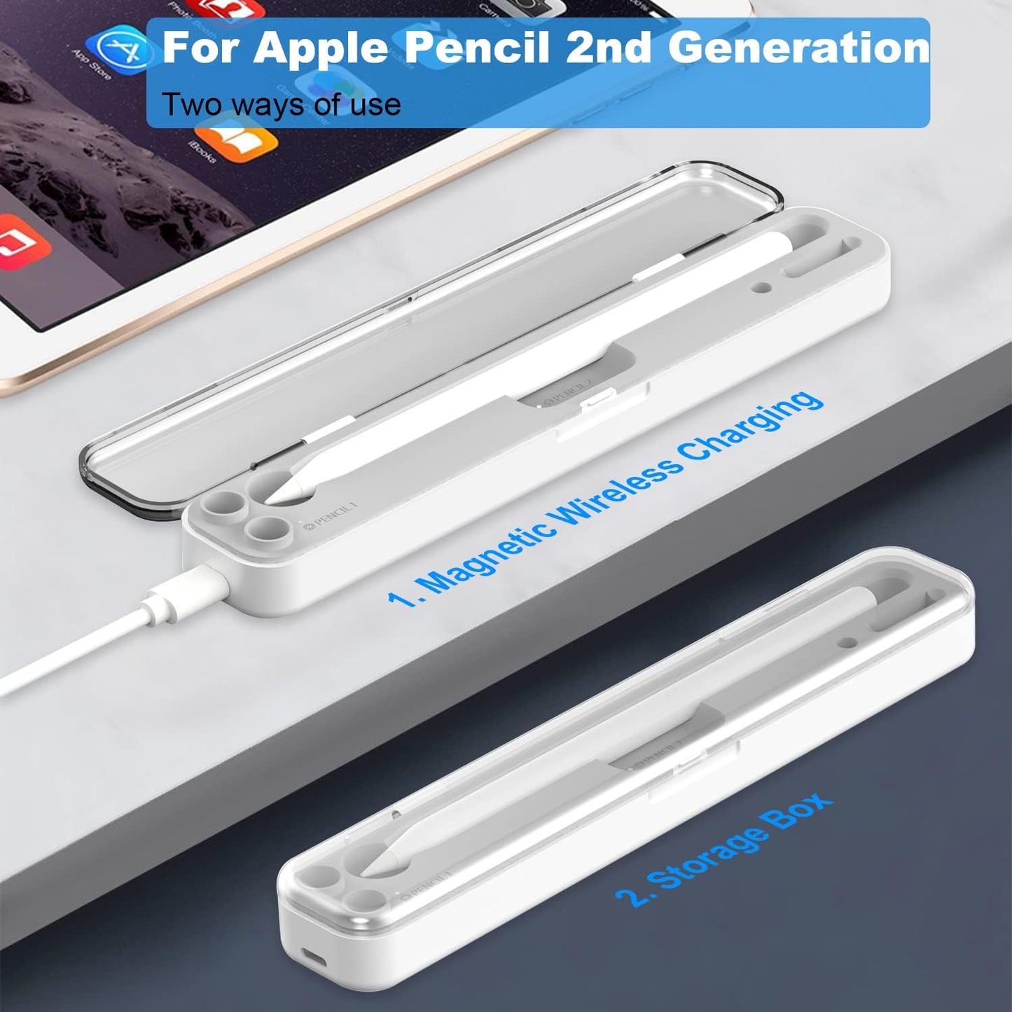 AreMe 2 1 2nd 1st 2nd in Charging Case Compatible with Apple Pencil and Generation, Magnetic Wireless Charger Dock