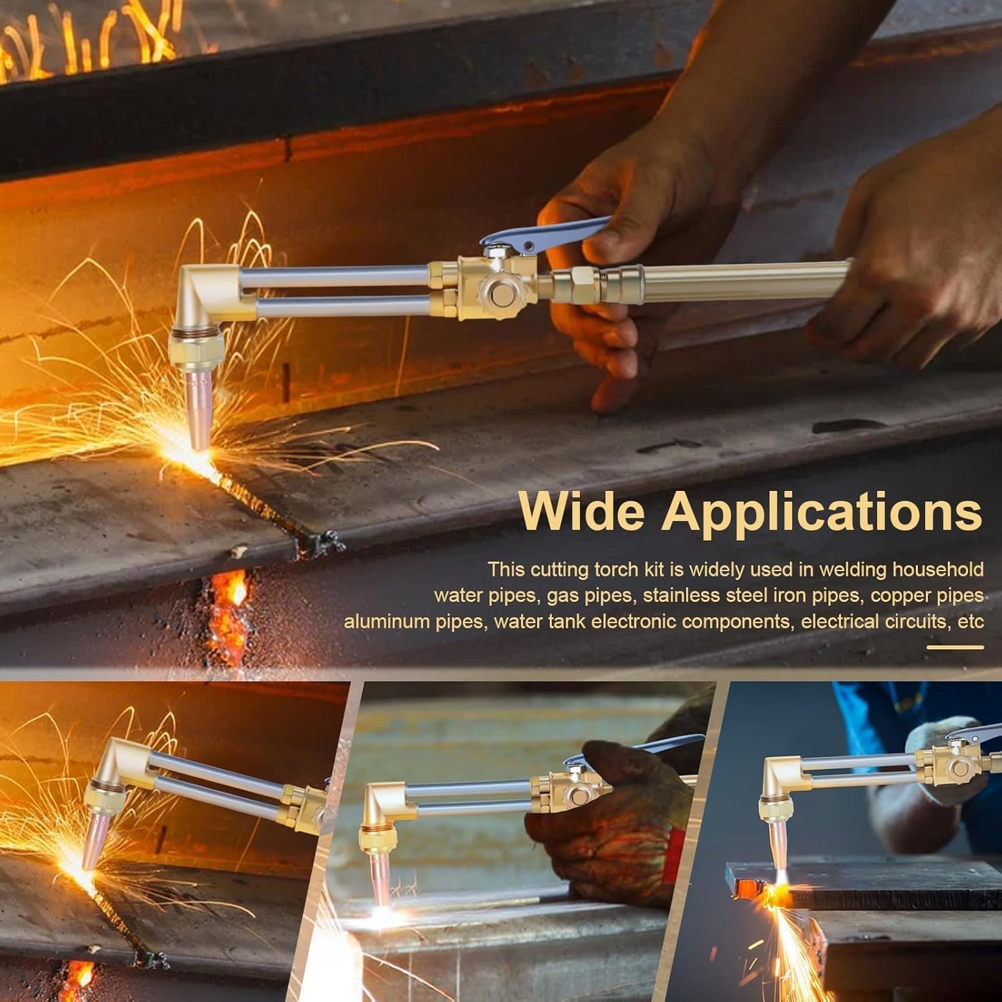 Oxyacetylene Torch Kit - Portable Welding Cutting Torch Kit with Gauges & Long Brass Nozzle, Oxy Acetylene Tanks, Regulators & Hoses, Oxy Acetylene Torch Set with Cutting Torches (US Fast Arrival)