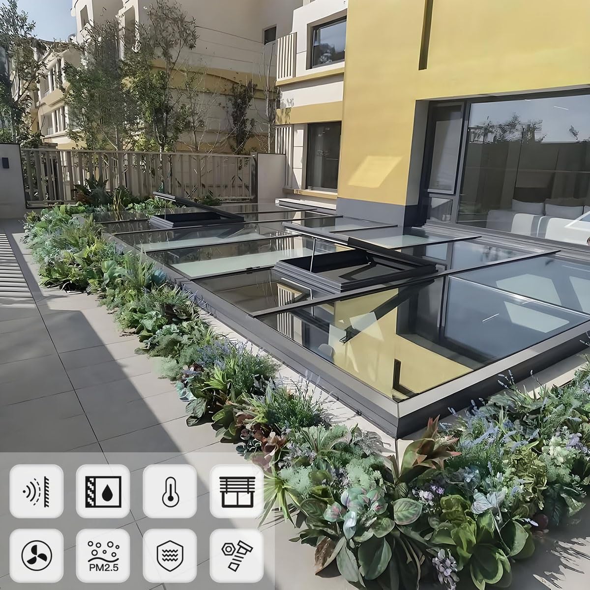 Skylights & Roof Windows, Custom 19.7-47.2in Roof Skylight Window with Gas Strut Lift, Tempered Glass Roof Hatch, Remote Control & Rain Sensor, Energy Efficient, Sunroom & Basement