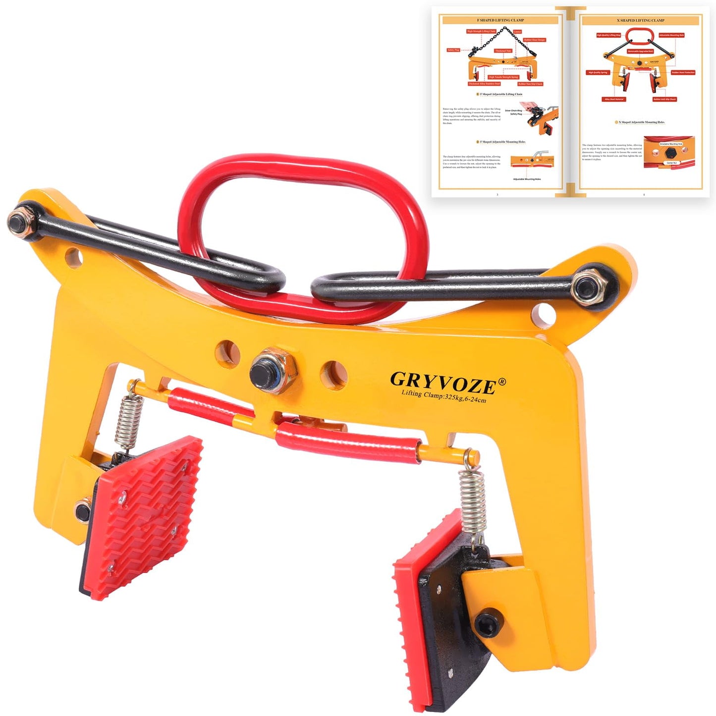 GRYVOZE Granite Slab Lifting Clamp 716 lbs, 2.4"-9.5" Lifting Clamps Heavy Duty, X-Shaped Stone Carrying Clamps, Granite Slab Lifter, Scissor Clamp Lifting, Stone Slab Clamps for Granite