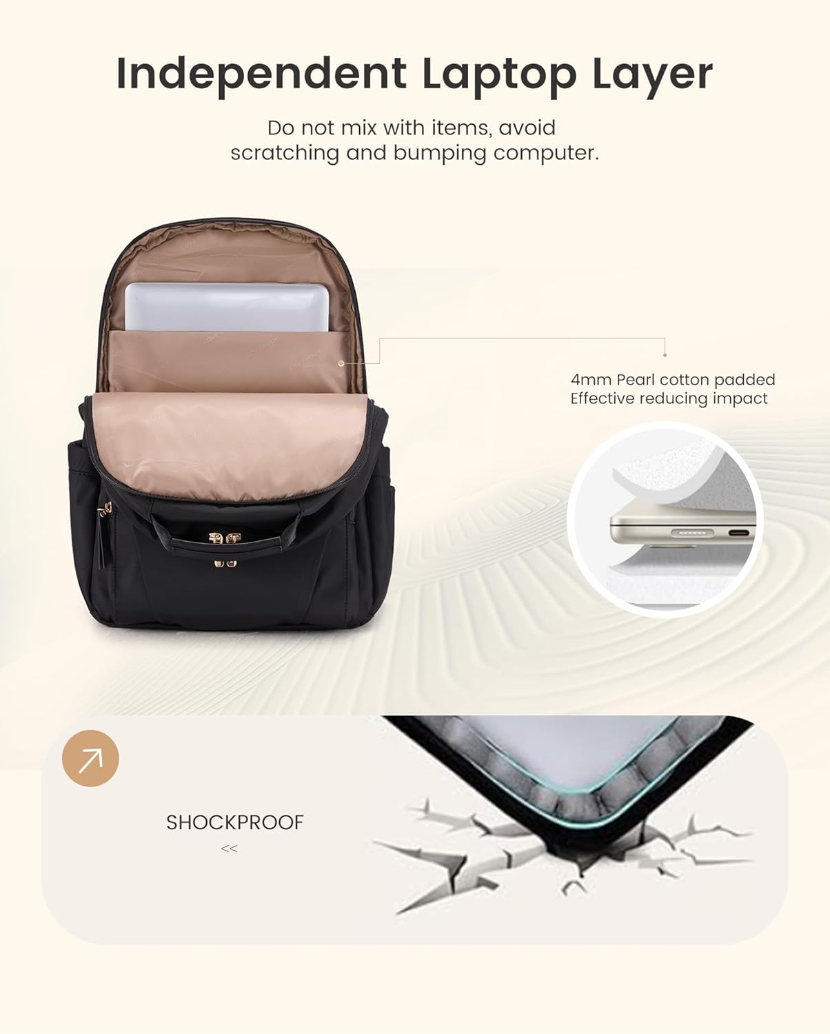 Backpack 17.3" Backpack LOVEVOOK Laptop for Women with Leather Trim & Tumbler Pockets, Work Purse, Travel Personal Item