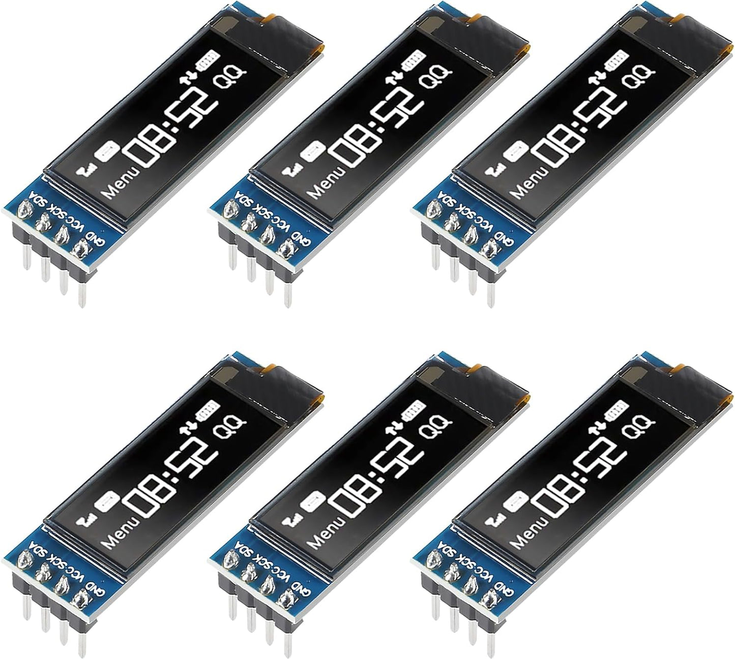 JUZITAO 6PCS 0.91 Inch I2C 3.3V~5V OLED Display Module IIC OLED Screen DC Compatible with Raspberry PI (White Display