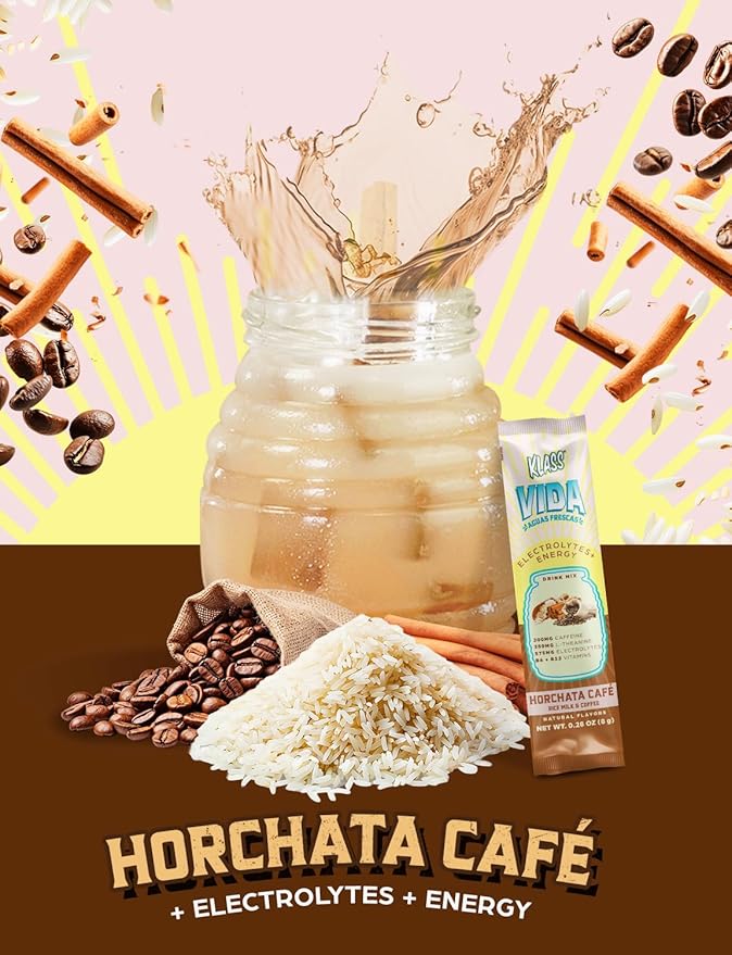 Hydration + Energy Electrolyte Drink Mix ??Coffee Horchata Agua Fresca Flavor | Sugar-Free Powder with Caffeine, L-Theanine, Coconut Water & Minerals | 15 Single-Serve Stick Packs