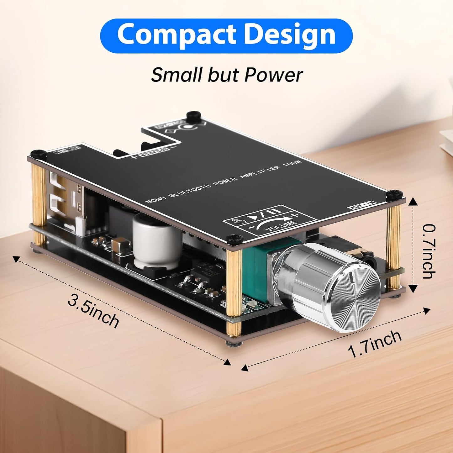 2PCS ZK-1001B Board,100W 7-24V, Daakro Bluetooth Amplifier Mono Channel Amp Board with TWS Pairing Function,DC