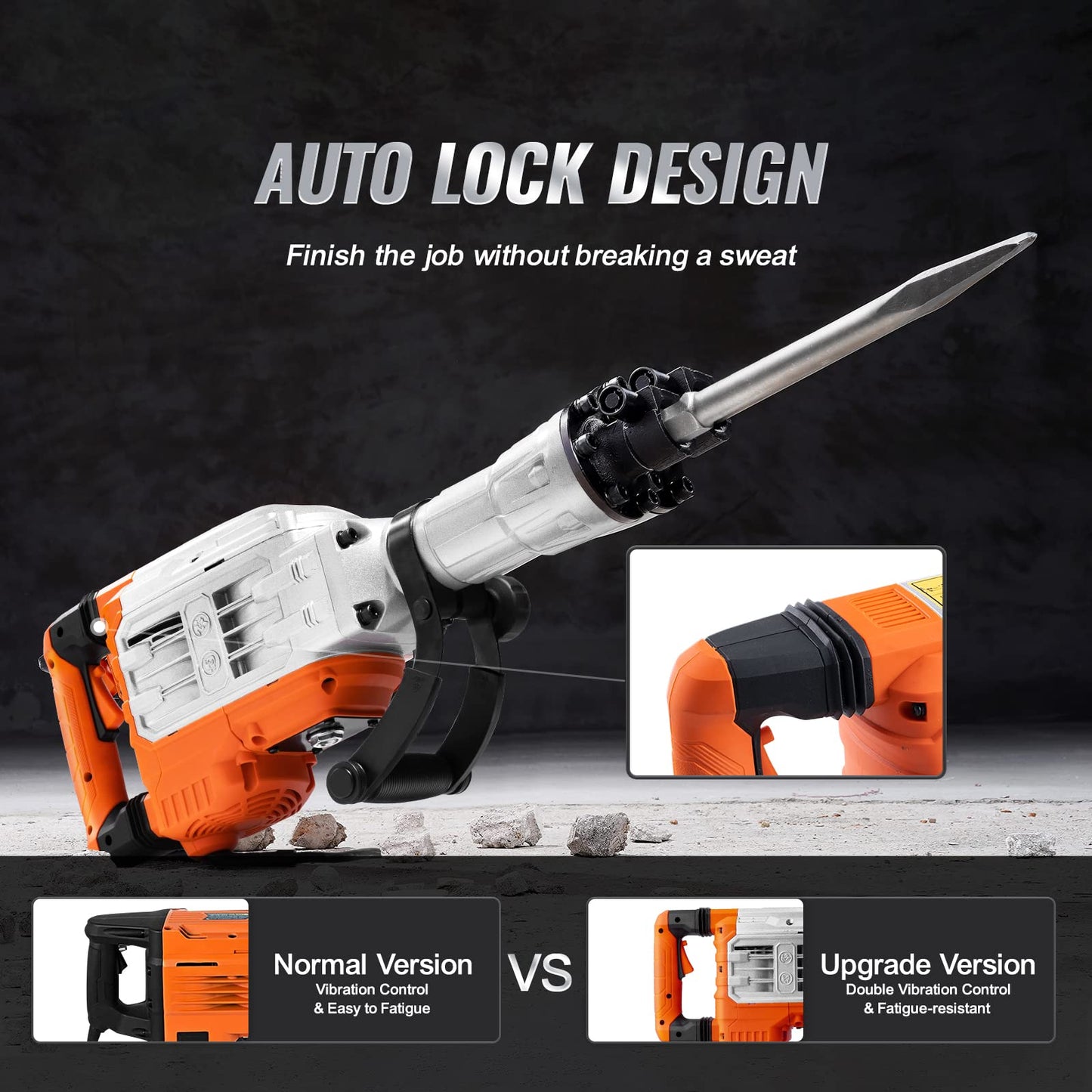 Evolution R300DCT+ 12" Concrete Saw with Dust Suppression & VEVOR 3500W Jack Hammer Concrete Breaker with Chisels, Gloves & Case