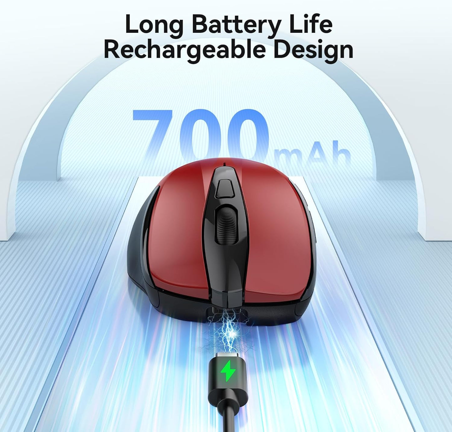 TECKNET (BT5.0/3.0 2.4G) 4800 6 Rechargeable Jiggler Wireless Mouse & DPI Silent USB A & Bluetooth Mouse Buttons, Wide