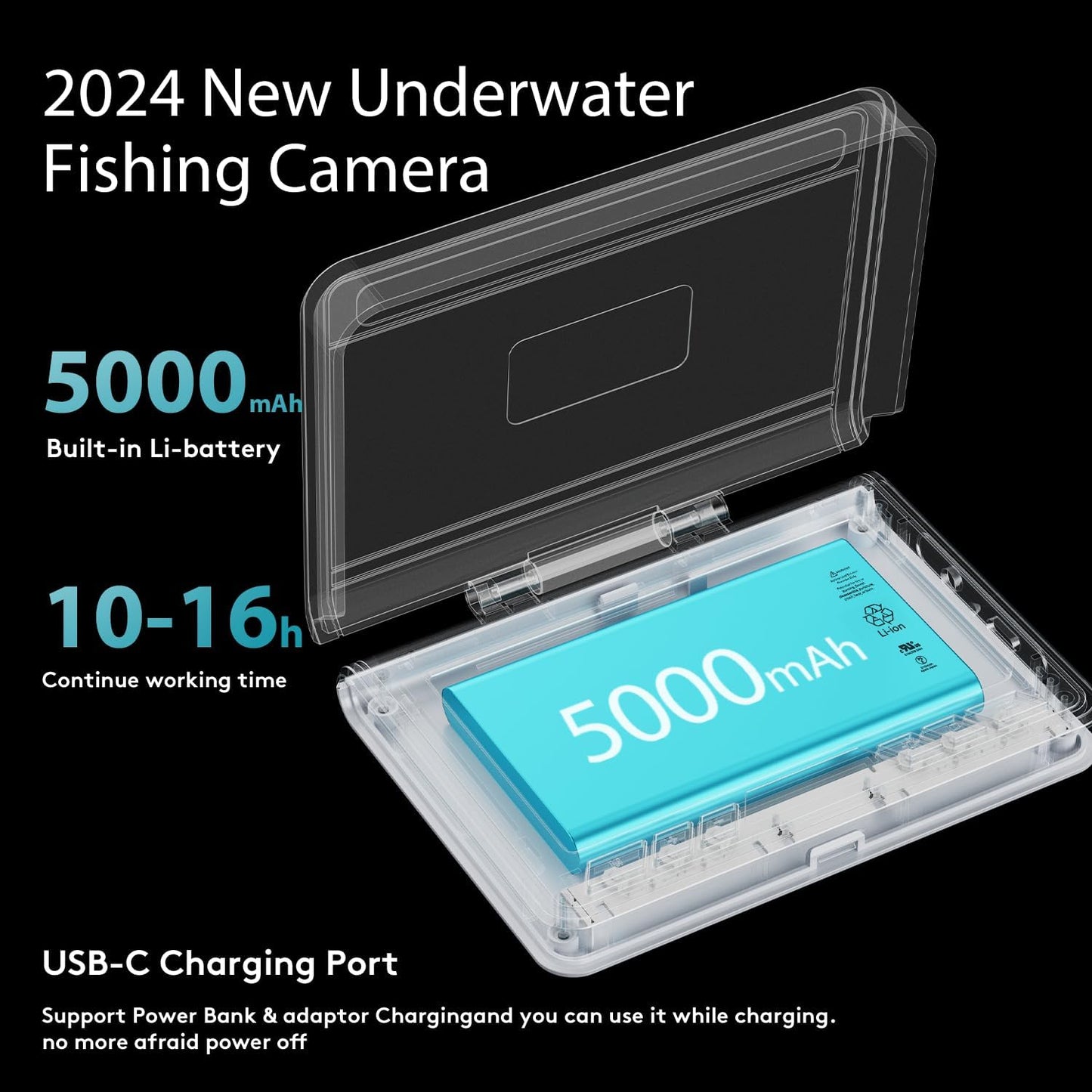220 4.3" 5000mAh 65ft (65FT) FourQ Underwater Fishing Camera, Ultra-Wide Angle Video Fish Finder with HD LCD Monitor