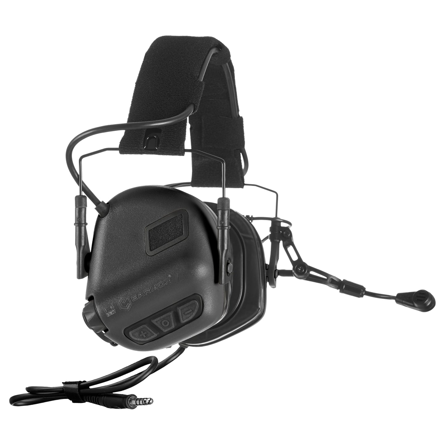 OPSMEN Upgrade EARMOR M32X PLUS Military Headset with MIC, Nato TP120 & U-174 Connector and ARC Rail Helmet Adapters, Ear Muffs for Noise Reduction with 5X Sound Amplification