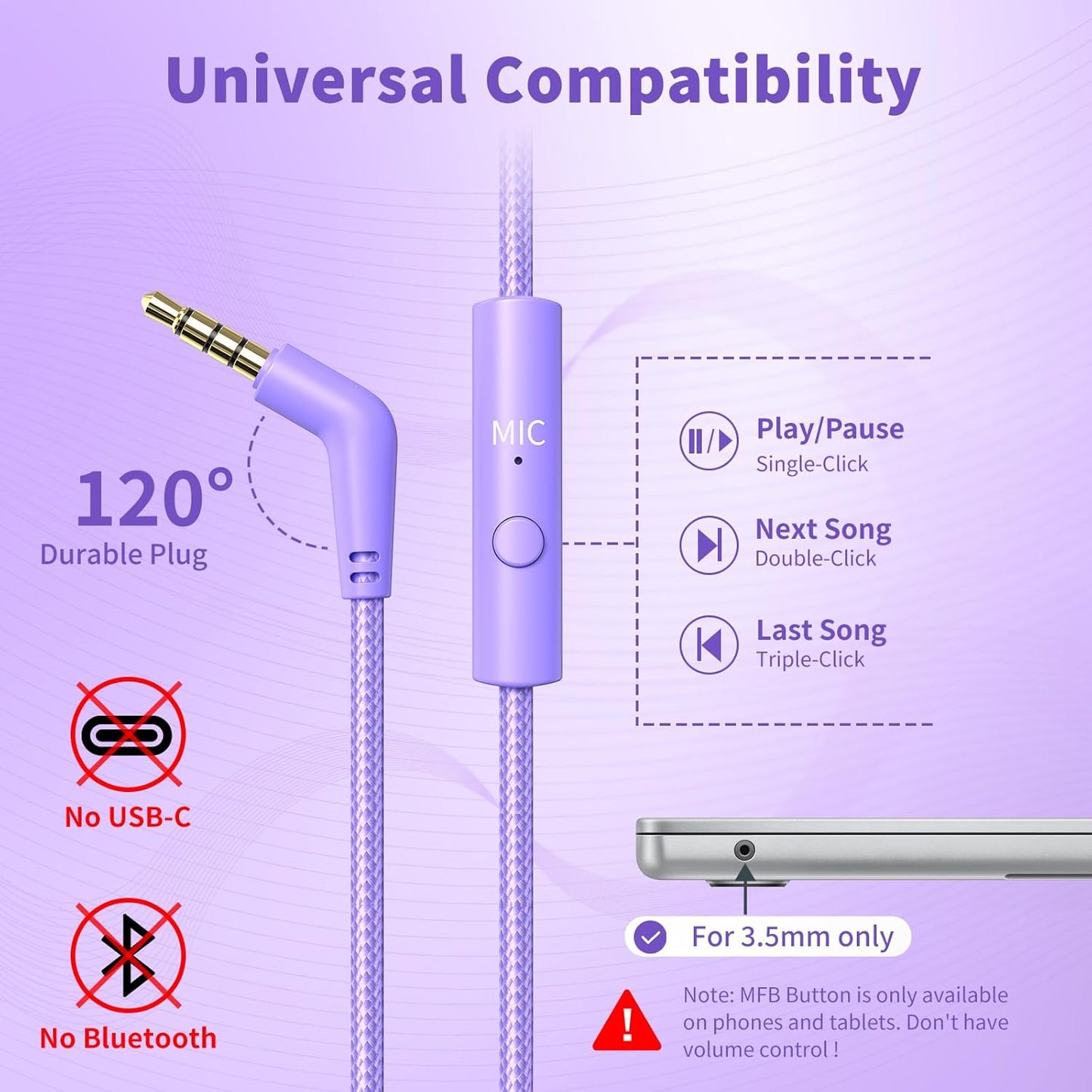 3.5mm 4.9ft MP3/4, Botesty Sound Headphones Wired with Microphone, Over Ear Foldable Plug in Headphones