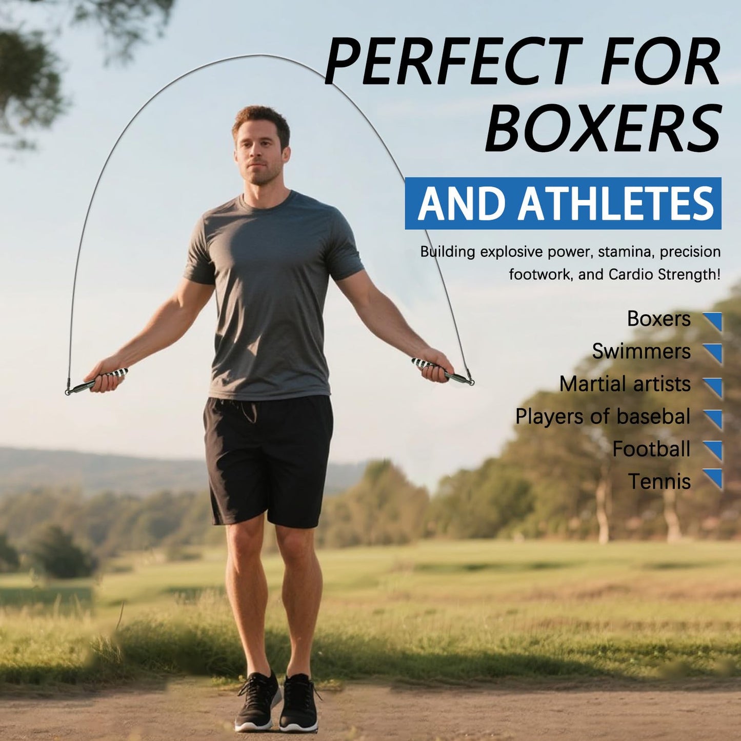 MOGOLD DIY Adjustable Weight Jump Rope (0.4LB /1/2LB/0.7LB /0.8LB) Interchangeable 2mm & 5mm Cable for CrossFit, Double Unders, HIIT Workouts - Fast Clamp System, 10ft Adjustable