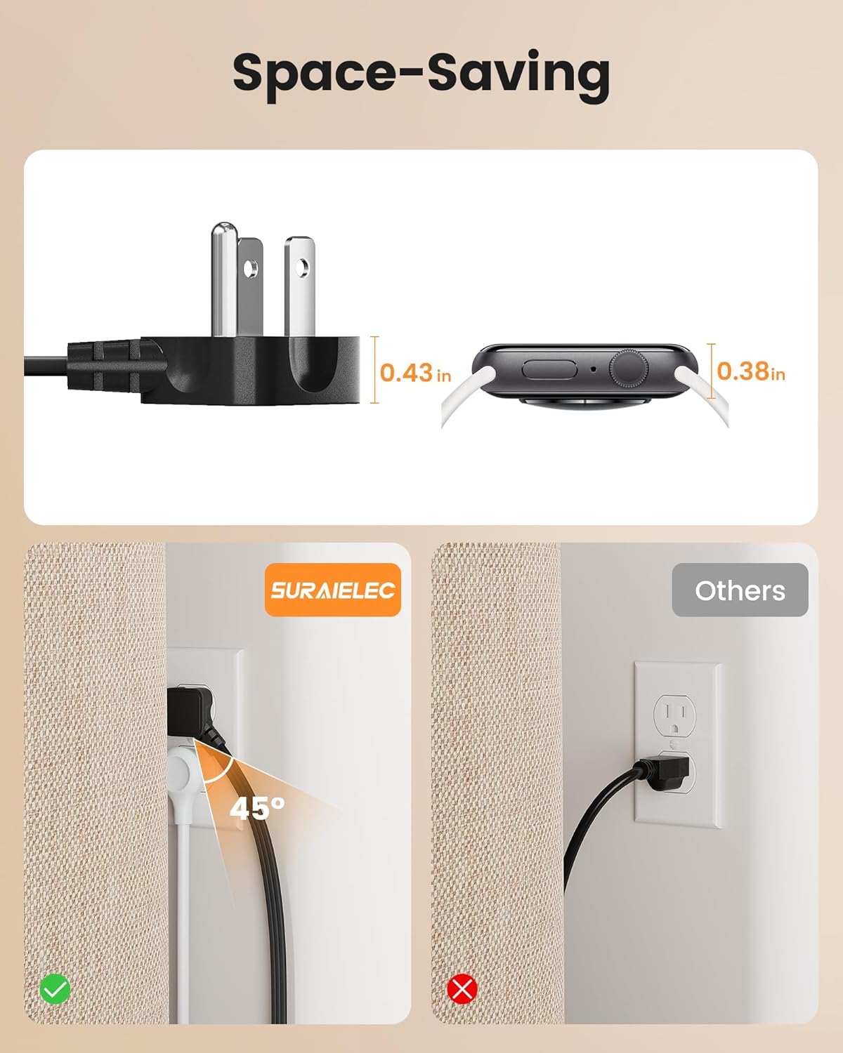 SURAIELEC 5 40W 4 20W 2 900J 1.97 45 6 Desk Clamp Power Strip with Outlets, Total Fast Charging Station, PD USB-C