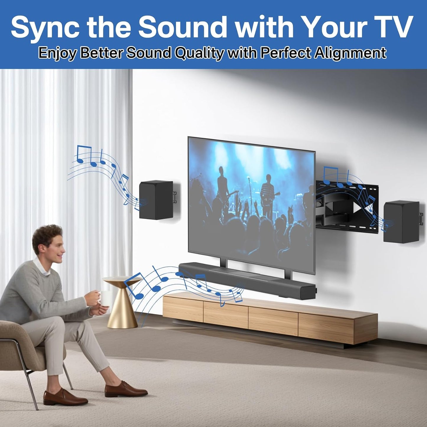 Upgraded Sound Bar Mounts Under TV for Vizio Soundbar Mount with Vizio Speaker Mount and Remote Holder - Adjustable