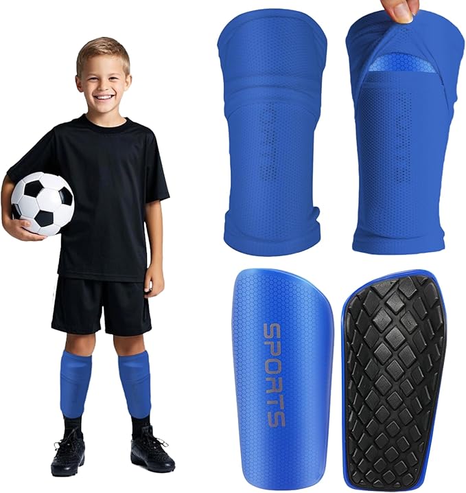 Shin Guards Soccer Kids 2025 Version High-Density Foam Soccer Shin Guard with Sleeves Shin Protective Pads for Kids Daily Practice School Competitions Outdoor Play
