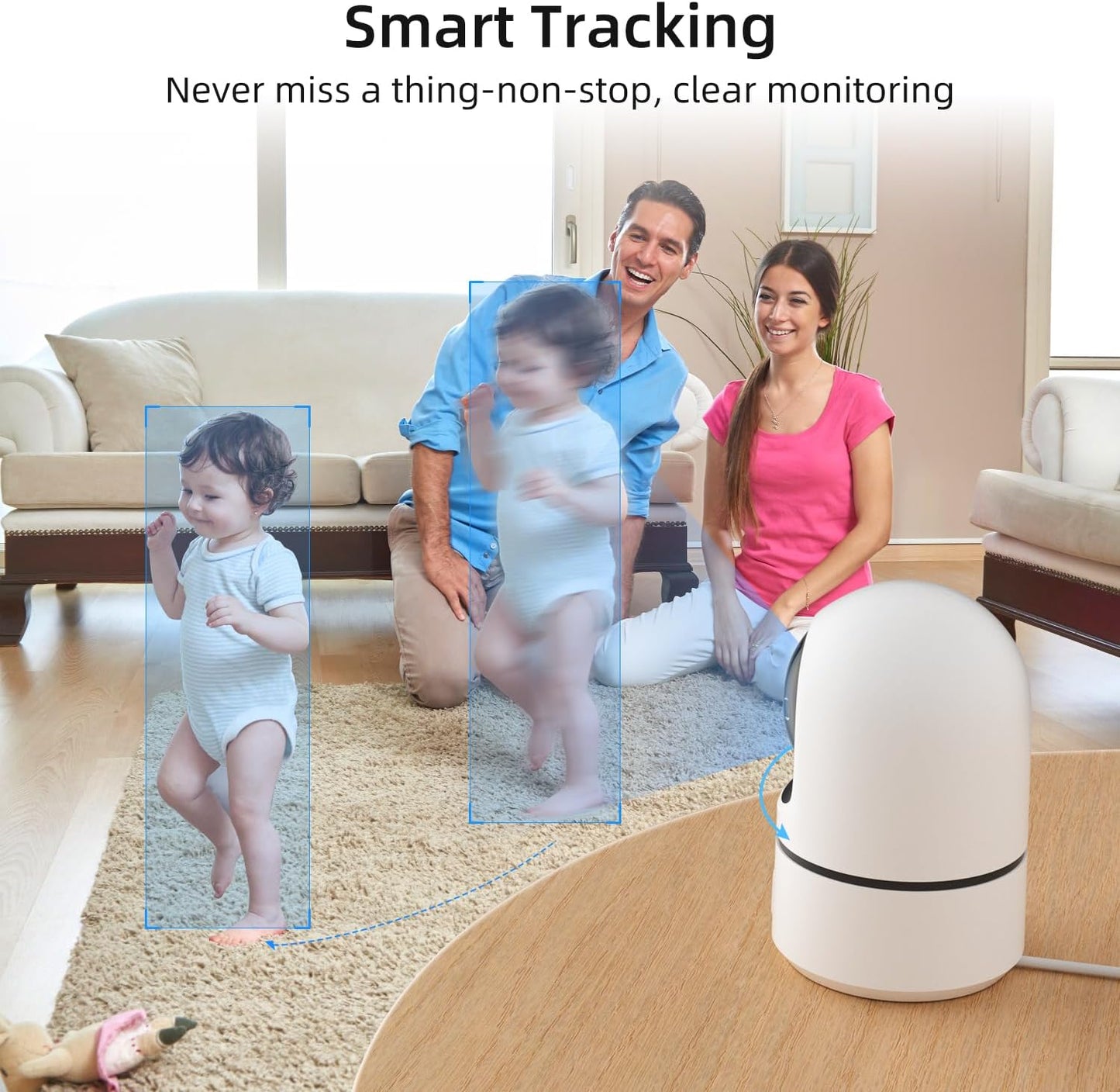 Camoon 2K 360 2.4Ghz Indoor Security Camera, WiFi Cameras for Home Security, Baby/Pet Camera with Phone App, One-Touch