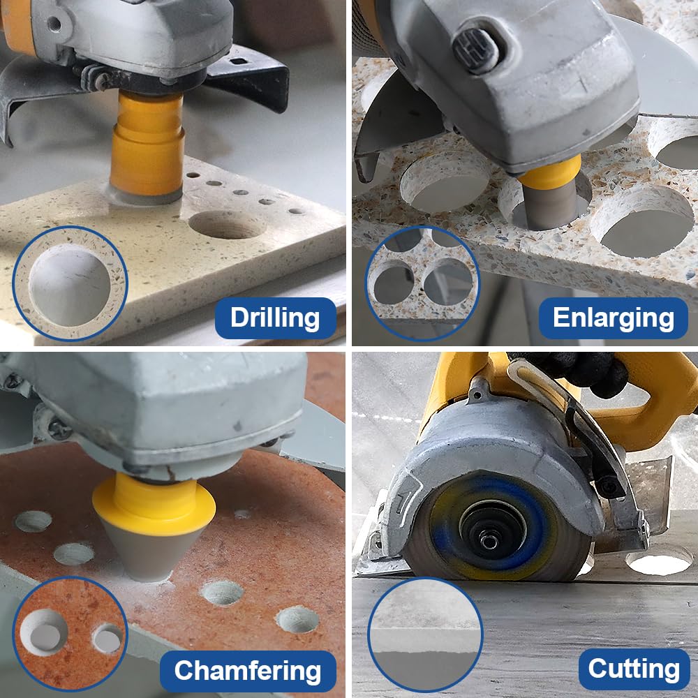 HIGHDRIL 13Pcs Diamond Hole Saw Kit and HIGHDRIL Diamond Beveling Chamfer Bit