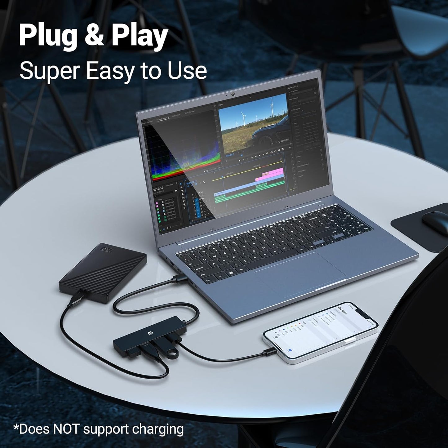 Tymyp 3.0 4 5Gbps, USB Hub, Port USB Hub, Swift Data Transmission at Swiftly Expand Laptop Connectivity for Flash