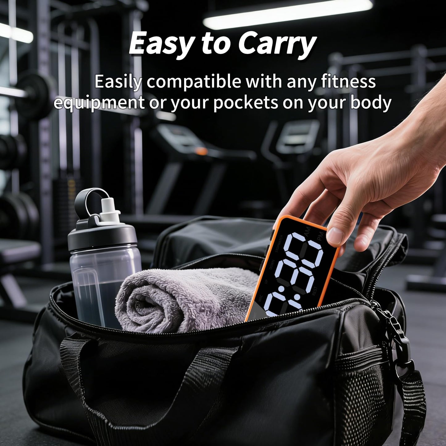 Portable Gym Timer with Strong Magnet for Home Gym, Interval Timer with Battery Supply, Workout Clock with Stopwatch, Count up/Down,Custom Interval for Fitness/Home/Boxing