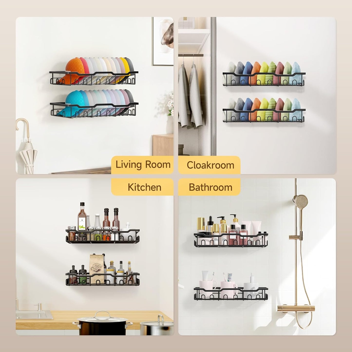 Nicetree Hat Racks - Metal Organizer for 48 Baseball Caps | 2-Pack Storage Solution in Black