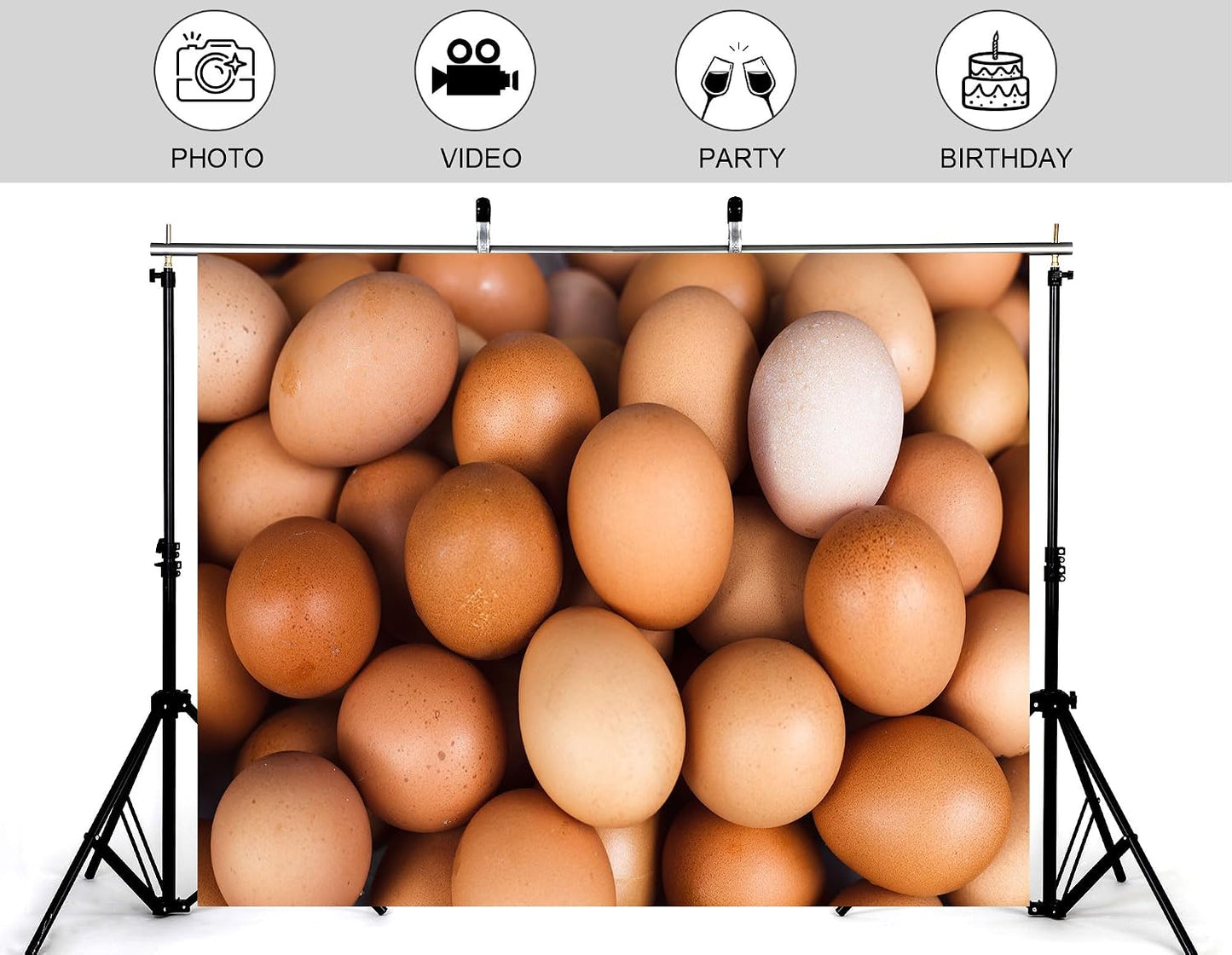 KeyWork 9x9ft Brown Egg Backdrop Farm Produce Photography Background for Party Rustic Farmhouse Themed Events