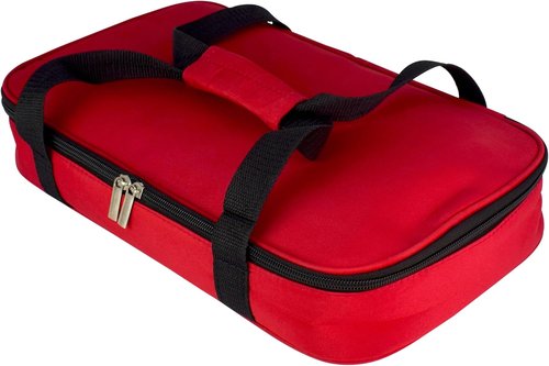HW1236 Glass Casserole - Insulated Bag for Picnics & Potlucks | Retains Hot & Cold Food, 12"x7.5"x2", Red