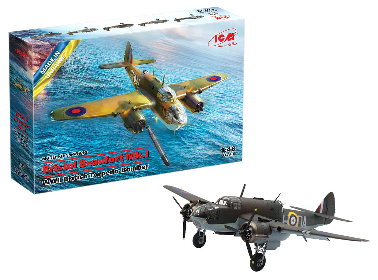 ICM 48310 - Airplane Model Bristol Beaufort Mk.I, Plastic Military Plane WWII British Torpedo-Bomber. - Scale 1:48