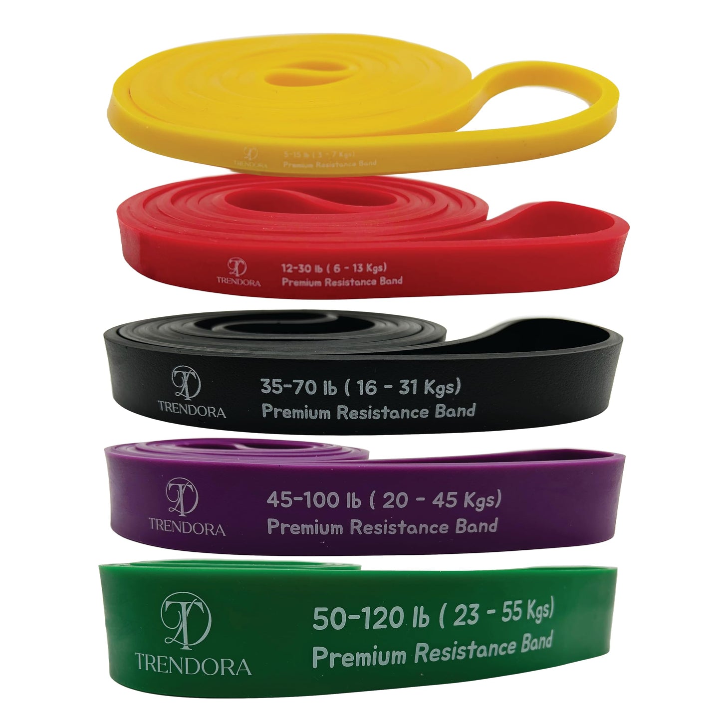TRENDORA Premium Resistance Bands Set of 5, Exercise Bands, Workout Bands Set for Working Out with Handles for Men Women- Includes 2 Handles,2 Hooks,Storage Bags