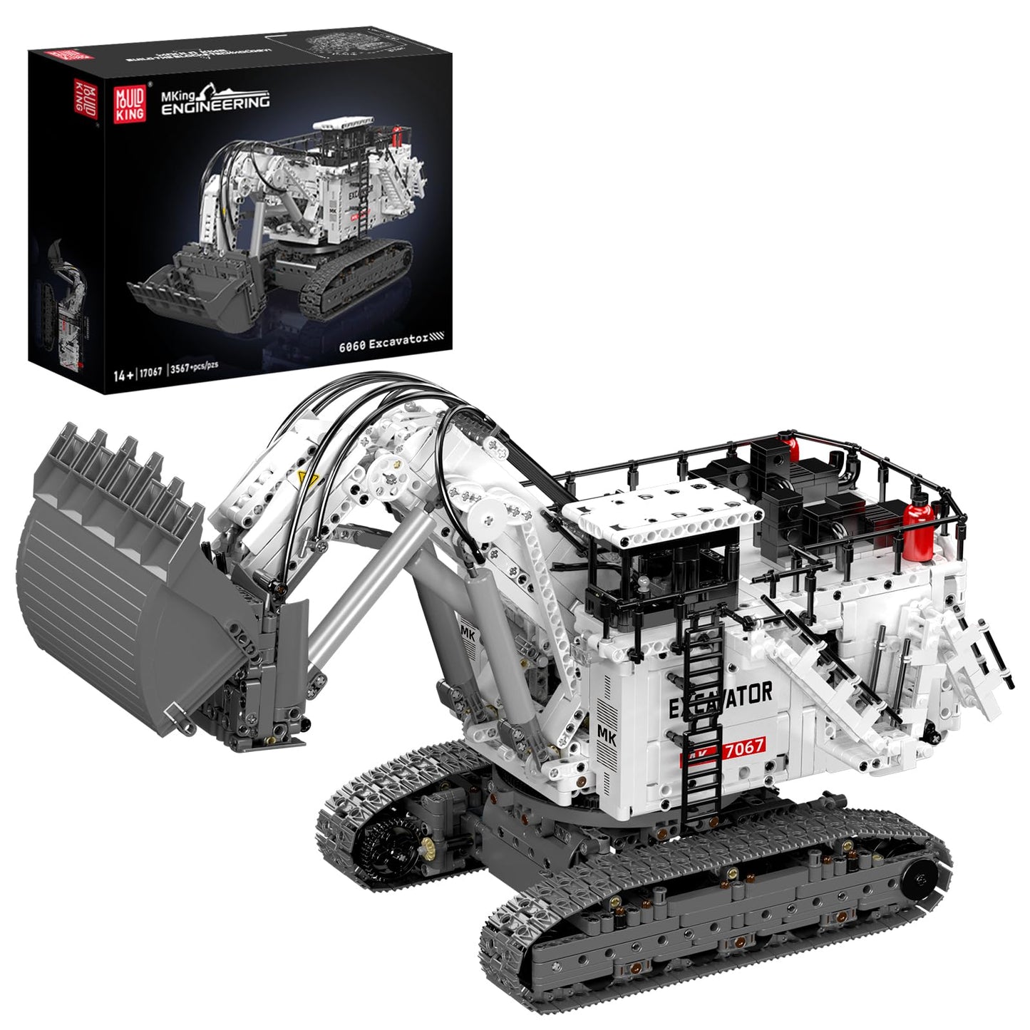 Mould King 17067 Heavy Duty Excavator Building Set, Large Excavator Model with 8 Motors, Engineering Bulldozer Toy Gifts for Adults/Vehicle Collection Enthusiasts (3567 Pieces)