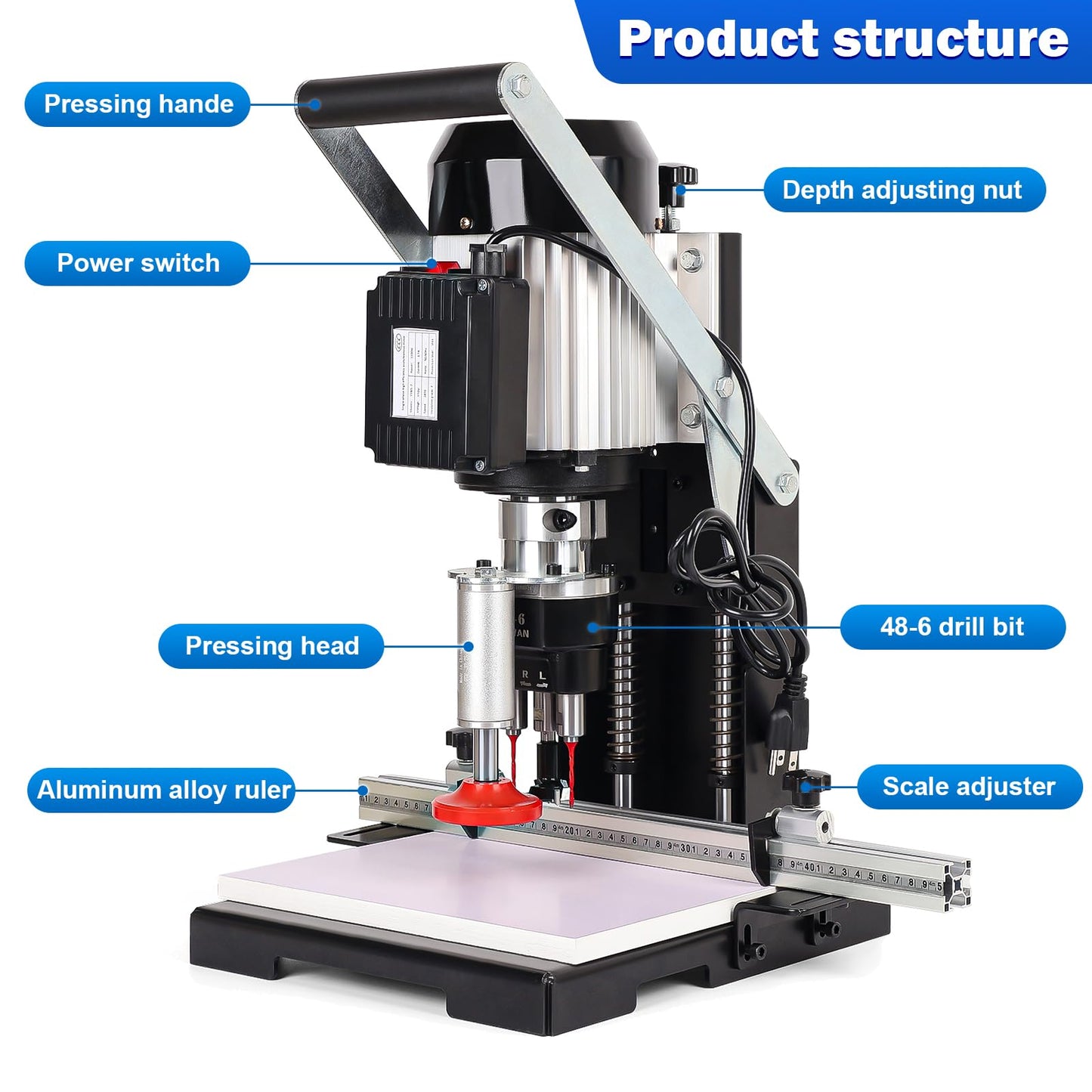 48-6mm Manual Hinge Drilling Machine Woodworking Boring 1100w 2840 RPM Boring Depth 0-40mm